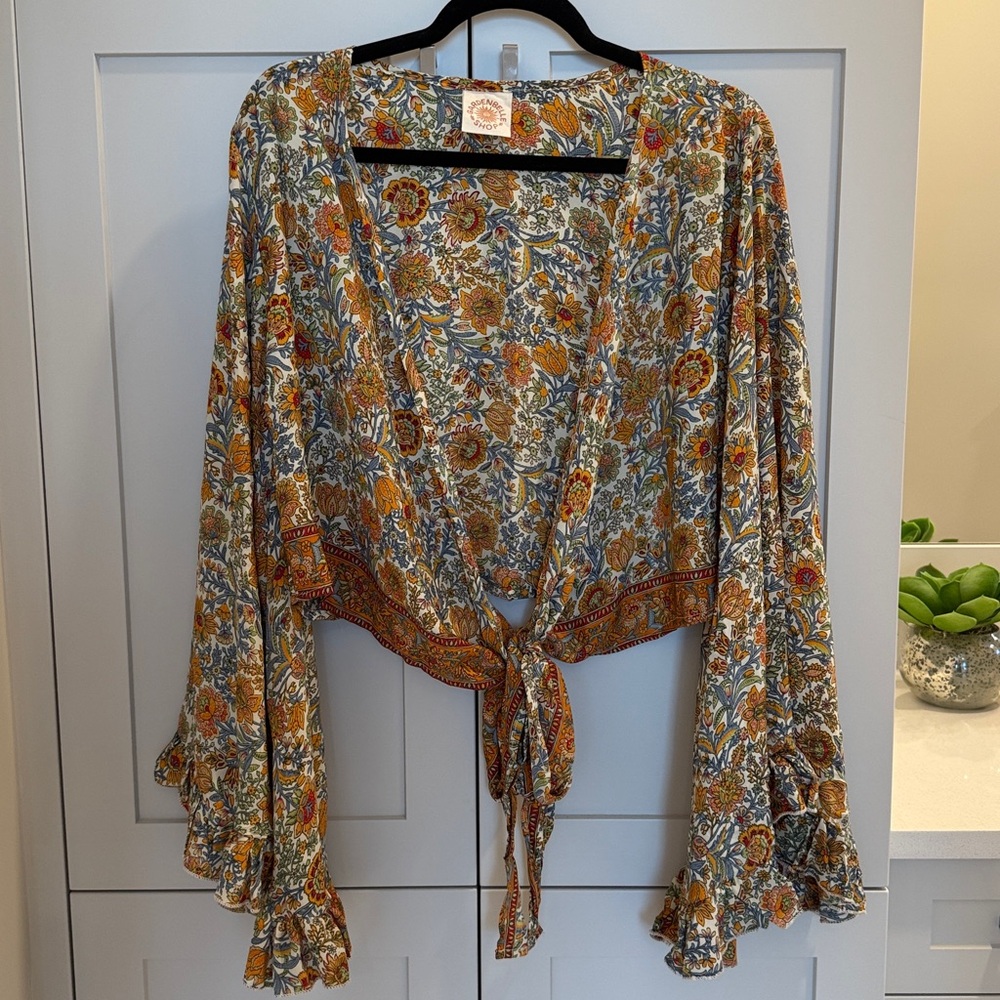 Floral Tie-Front Blouse